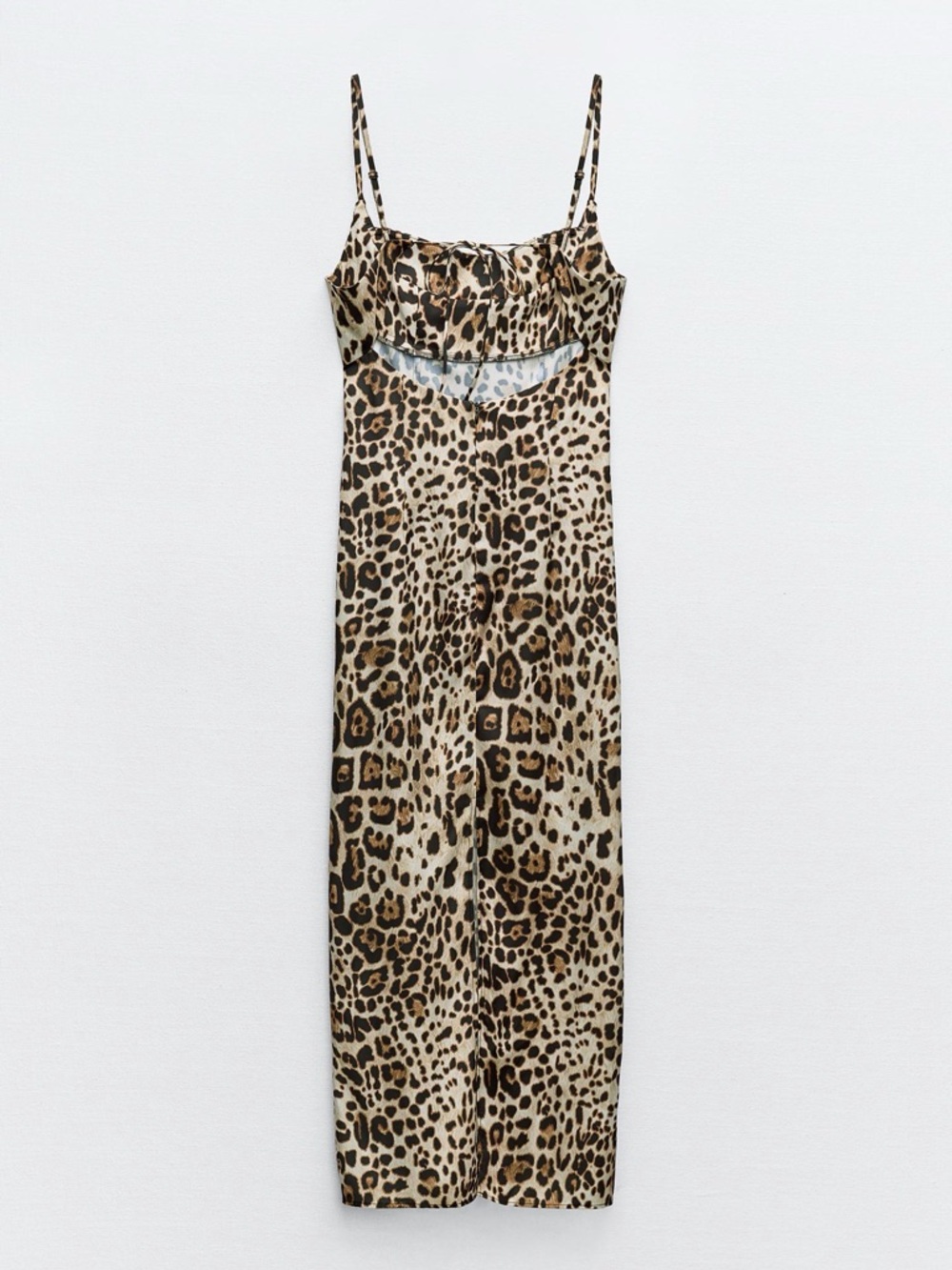 Zara Leopard Print Midi Slip Dress NWT